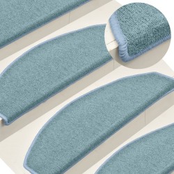 vidaXL Alfombras de peldaños de escalera 15 uds azul 65x24x4 cm