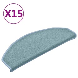 vidaXL Alfombras de peldaños de escalera 15 uds azul 65x24x4 cm