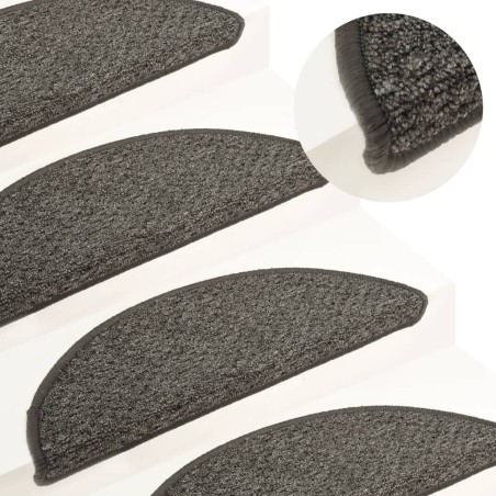 vidaXL Alfombras de peldaños de escalera 15 uds antracita 65x21x4 cm