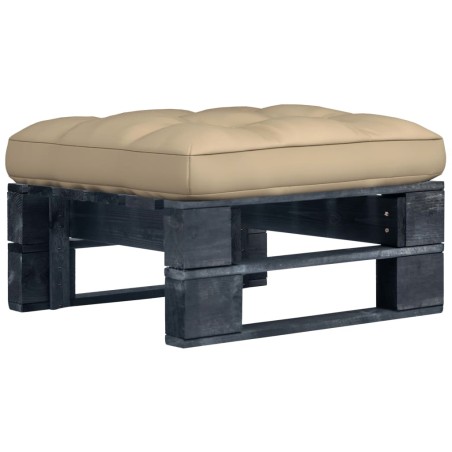 vidaXL Otomana de jardín de palets madera de pino impregnada negro