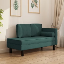 vidaXL Sofá diván con cojines y almohada tela verde oscuro