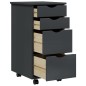 vidaXL Cajonera con ruedas MOSS madera maciza de pino gris vidaXL Cajonera con ruedas MOSS madera maciza de pino gris