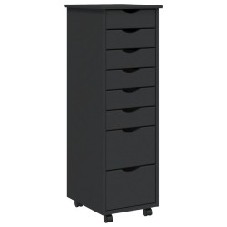 vidaXL Cajonera con ruedas MOSS madera maciza de pino gris