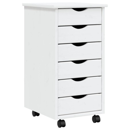 vidaXL Cajonera con ruedas MOSS madera maciza de pino blanco