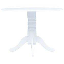 vidaXL Mesa de comedor de madera maciza de caucho blanco 106 cm