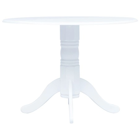 vidaXL Mesa de comedor de madera maciza de caucho blanco 106 cm