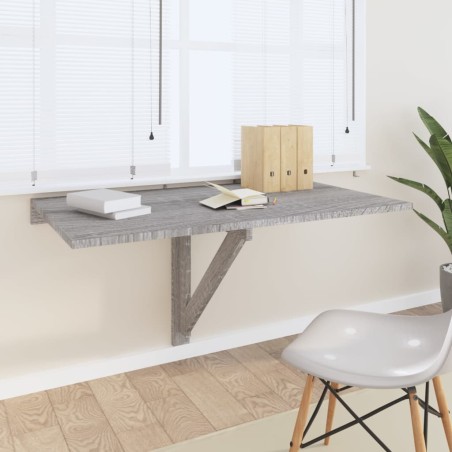 vidaXL Mesa de pared plegable contrachapada gris Sonoma 100x60x56 cm