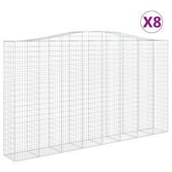 vidaXL Cestas de gaviones 8 uds forma de arco hierro 400x50x220/240 cm