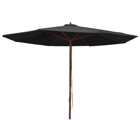 vidaXL Sombrilla de jardín con palo de madera negro 350 cm 