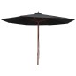 vidaXL Sombrilla de jardín con palo de madera negro 350 cm vidaXL Sombrilla de jardín con palo de madera negro 350 cm