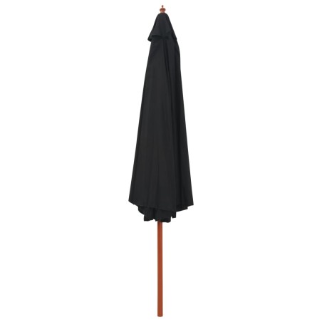 vidaXL Sombrilla de jardín con palo de madera negro 350 cm 