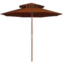 vidaXL Sombrilla de dos pisos palo de madera terracota 270 cm 