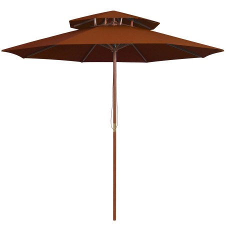 vidaXL Sombrilla de dos pisos palo de madera terracota 270 cm 