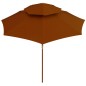 vidaXL Sombrilla de dos pisos palo de madera terracota 270 cm vidaXL Sombrilla de dos pisos palo de madera terracota 270 cm