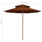 vidaXL Sombrilla de dos pisos palo de madera terracota 270 cm vidaXL Sombrilla de dos pisos palo de madera terracota 270 cm