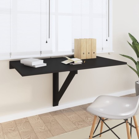 vidaXL Mesa de pared plegable madera contrachapada negra 100x60x56 cm