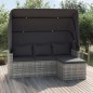 vidaXL Sofá jardín 3 plazas con toldo y taburete ratán sintético gris vidaXL Sofá jardín 3 plazas con toldo y taburete ratán sintético gris