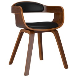 vidaXL Silla de comedor de cuero sintético y madera curvada negro