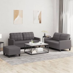 vidaXL Juego de sofás con cojines 3 piezas cuero sintético gris