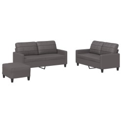 vidaXL Juego de sofás con cojines 3 piezas cuero sintético gris