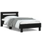 vidaXL Estructura cama con cabecero madera ingeniería negro 100x200 cm vidaXL Estructura cama con cabecero madera ingeniería negro 100x200 cm