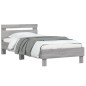 vidaXL Cama con cabecero madera de ingeniería gris Sonoma 100x200 cm vidaXL Cama con cabecero madera de ingeniería gris Sonoma 100x200 cm