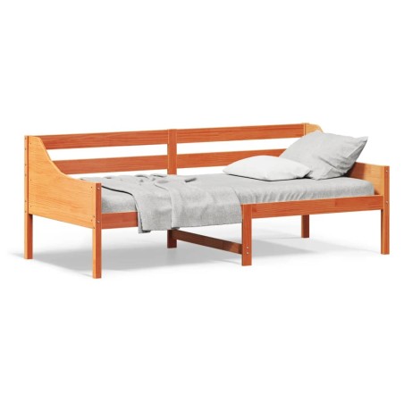 vidaXL Sofá cama de madera maciza de pino marrón cera 80x200 cm