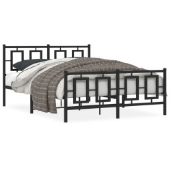 vidaXL Estructura de cama cabecero y estribo metal negro 135x190 cm