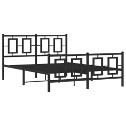 vidaXL Estructura de cama cabecero y estribo metal negro 135x190 cm