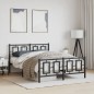 vidaXL Estructura de cama cabecero y estribo metal negro 135x190 cm