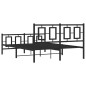 vidaXL Estructura de cama cabecero y estribo metal negro 135x190 cm