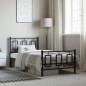 vidaXL Estructura de cama con cabecero y estribo metal negro 90x190 cm