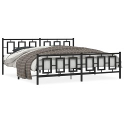 vidaXL Estructura de cama cabecero y estribo metal negro 200x200 cm