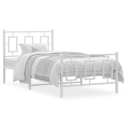 vidaXL Estructura cama metal con cabecero y pie cama blanca 90x190 cm
