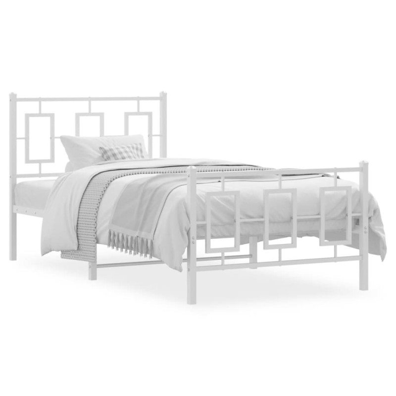 vidaXL Estructura cama metal con cabecero y pie cama blanca 90x190 cm vidaXL Estructura cama metal con cabecero y pie cama blanca 90x190 cm