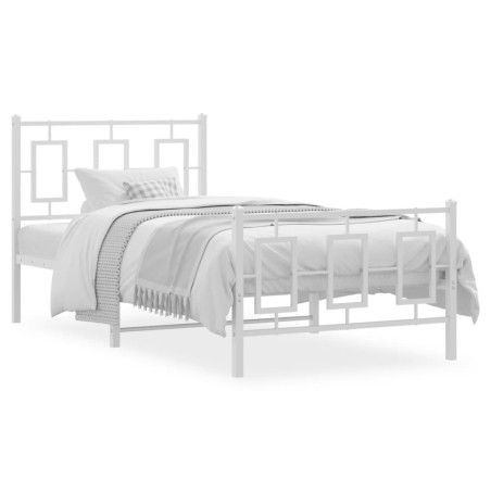 vidaXL Estructura cama metal con cabecero y pie cama blanca 90x190 cm