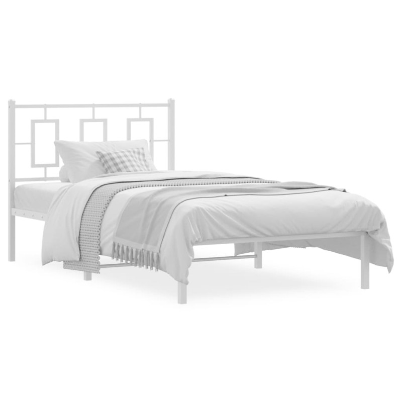 vidaXL Estructura de cama de metal con cabecero blanco 100x200 cm vidaXL Estructura de cama de metal con cabecero blanco 100x200 cm