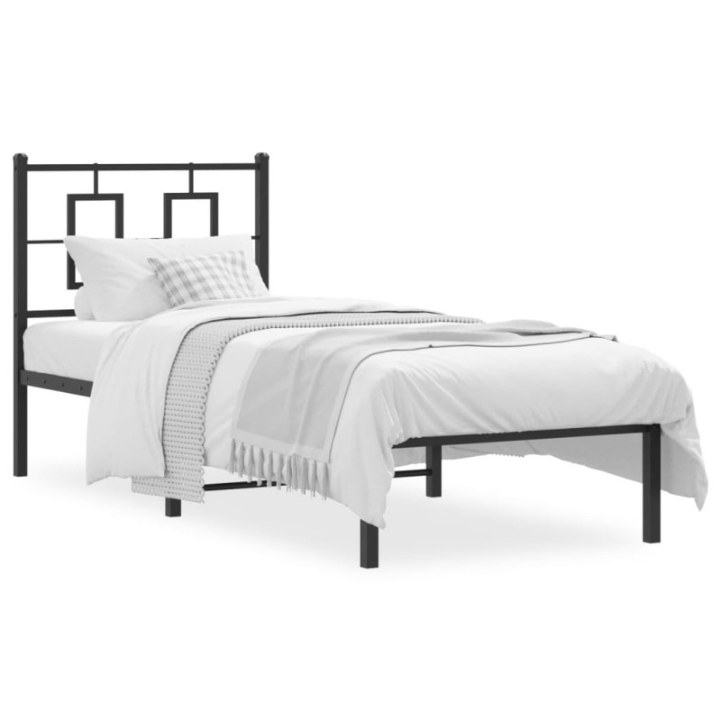 vidaXL Estructura de cama con cabecero metal negro 80x200 cm vidaXL Estructura de cama con cabecero metal negro 80x200 cm