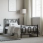 vidaXL Estructura de cama con cabecero y estribo metal negro 100x190cm vidaXL Estructura de cama con cabecero y estribo metal negro 100x190cm