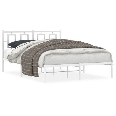 vidaXL Estructura de cama con cabecero metal blanca 140x200 cm