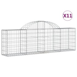 vidaXL Cestas de gaviones 11 uds forma de arco hierro 200x30x60/80 cm