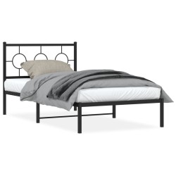 vidaXL Estructura de cama con cabecero metal negro 100x200 cm