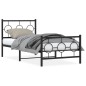 vidaXL Estructura de cama con cabecero y estribo metal negro 90x200 cm