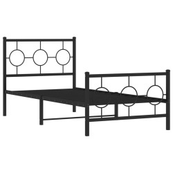 vidaXL Estructura de cama con cabecero y estribo metal negro 90x200 cm