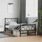 vidaXL Estructura de cama con cabecero y estribo metal negro 90x200 cm