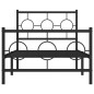 vidaXL Estructura de cama con cabecero y estribo metal negro 90x200 cm