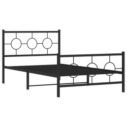 vidaXL Estructura de cama con cabecero y estribo metal negro 107x203cm