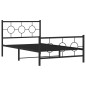 vidaXL Estructura de cama con cabecero y estribo metal negro 107x203cm