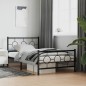 vidaXL Estructura de cama con cabecero y estribo metal negro 107x203cm