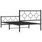 vidaXL Estructura de cama con cabecero y estribo metal negro 107x203cm